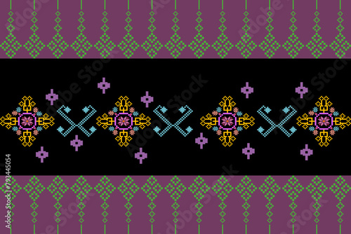 Abstract ethnic geometric pattern design for background or wallpaper.
Figure tribal embroidery. Indian, Scandinavian, Gypsy, Mexican, folk pattern.