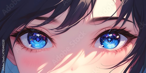 close up of beautiful anime girl eyes, Generative AI