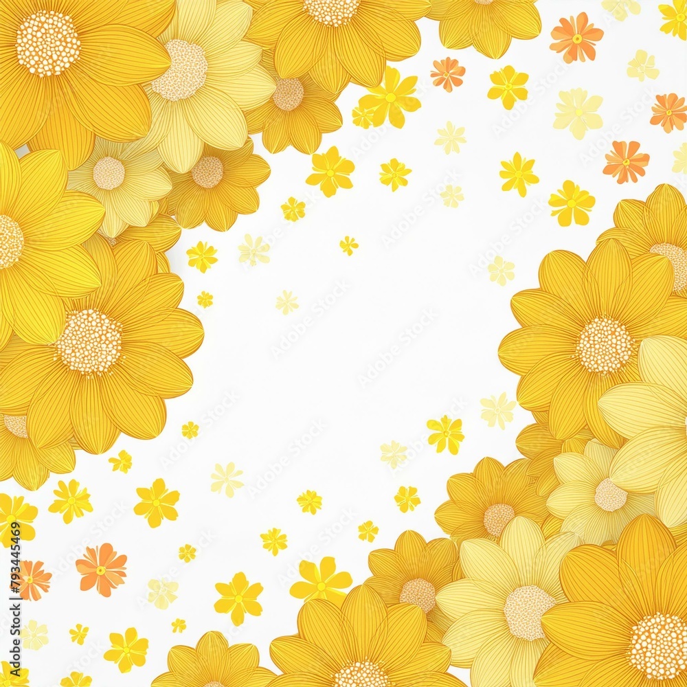 mother's day yellow flowers scattered around the edges for wallpaper with white background 15223