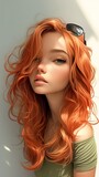 woman long red hair sunglasses brunet teen orange cute unusually unique beauty bone structure teenage girl humanized thin lustrous auburn