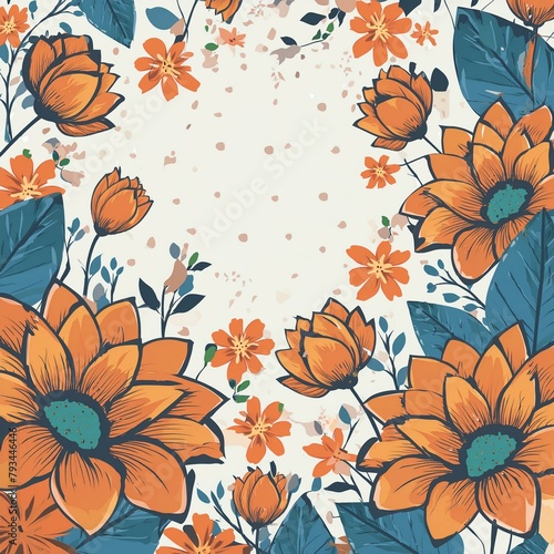 mother s day orange flowers scattered around the edges for wallpaper with white background 22707