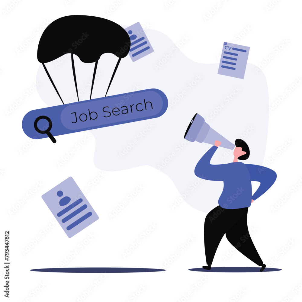 vector image of a person holding binoculars, depicting the activity of searching for job vacancies vector image of a person holding binoculars, depicting the activity of searching for job vacancies