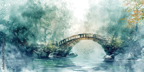 Faith: The Bridge and Crossing River - Visualize a bridge crossing a river, illustrating the concept of faith as a pathway to understanding