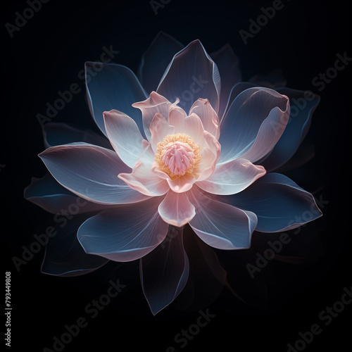 light pink lotus flower isolated on black