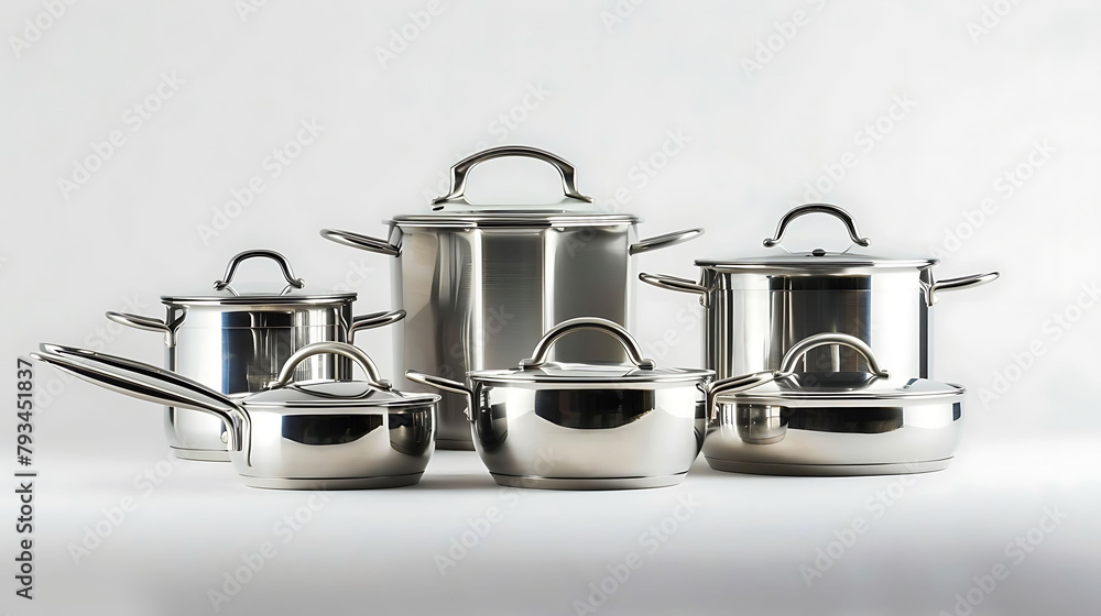 gourmet delights in silver pots with black and silver handles on a transparent background gourmet delights in silver pots with black and silver handles on a transparent background