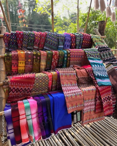 Colorful hand-woven fabrics beautifully displayed
