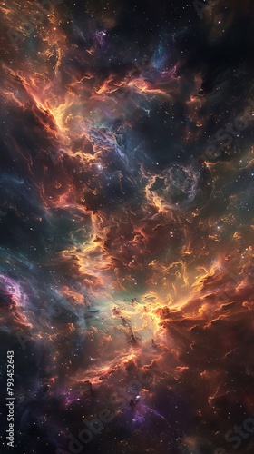 Cosmic dreamscape: nebula and star-filled galaxy