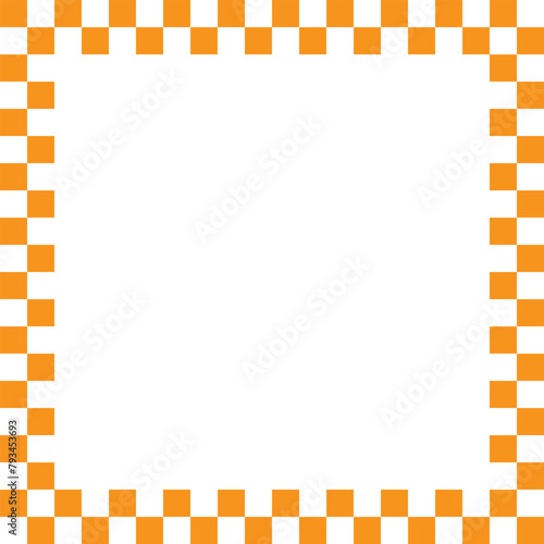 Checkers frame, border in line art style geometric seamless pattern.