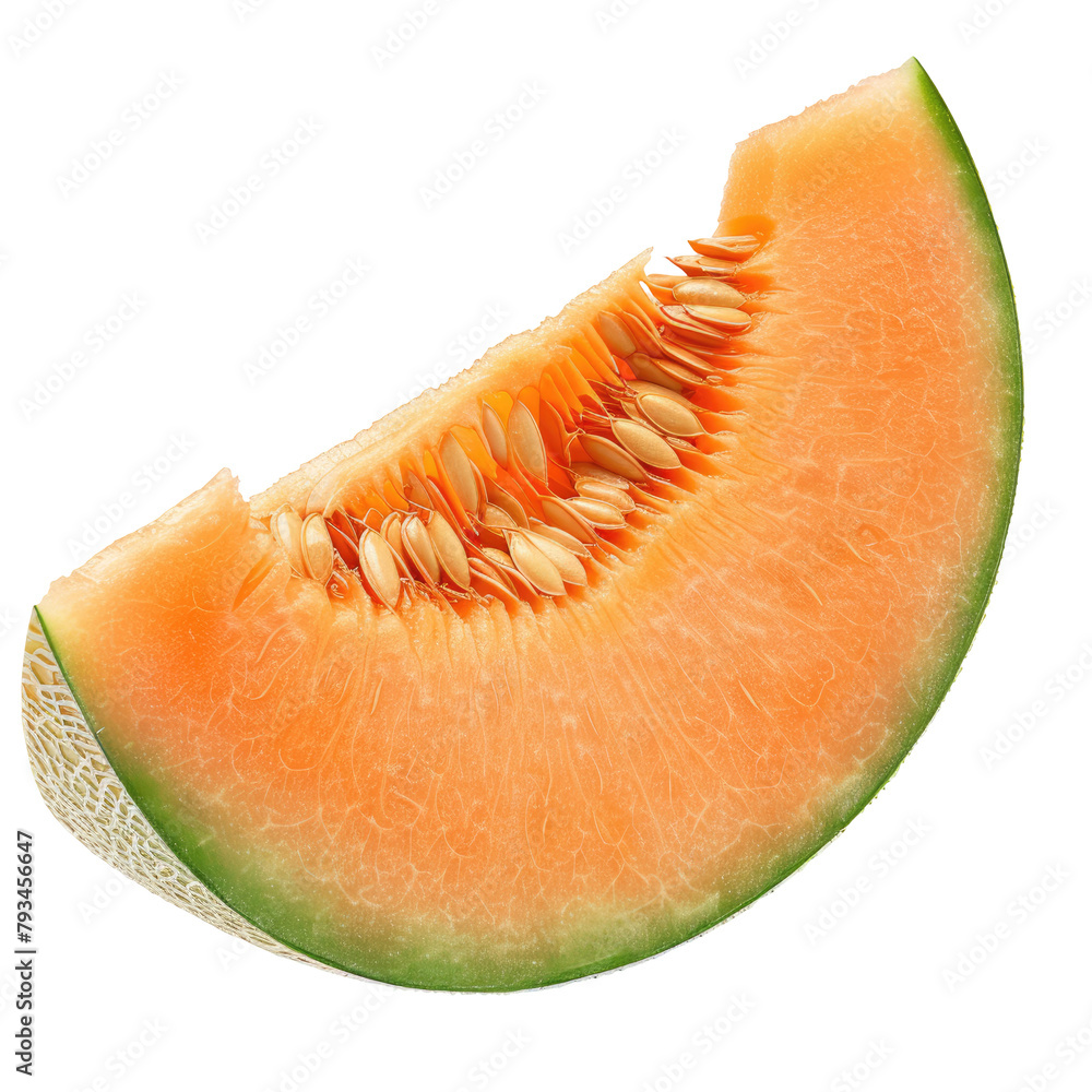 A vibrant image of a cantaloupe melon set against a transparent background A vibrant image of a cantaloupe melon set against a transparent background