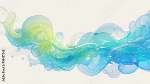 Abstract Fluid Background in Blue and Lime Green with Translucent Glass-like Colors. Stylish and Fashionable Neon Lights and Fluorescent Theme. 4K wallpaper HD background image