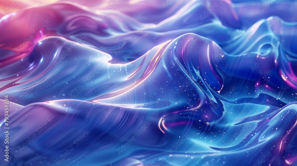 Fototapeta premium Abstract Fluid Background in Blue and Lime Green with Translucent Glass-like Colors. Stylish and Fashionable Neon Lights and Fluorescent Theme. 4K wallpaper,HD background image