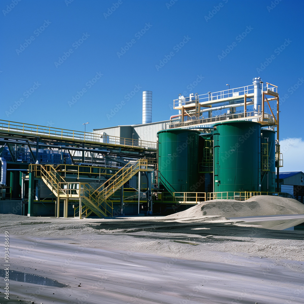 Obraz premium Biomass Processing Site Equipped with High-Capacity Digesters
