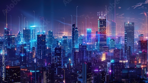 Wallpaper Mural Networked Cityscapes: The Fusion of Technology and Urban Living Torontodigital.ca