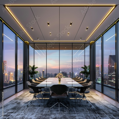 Contemporary Home Interior with Stylish Furniture and Panoramic View