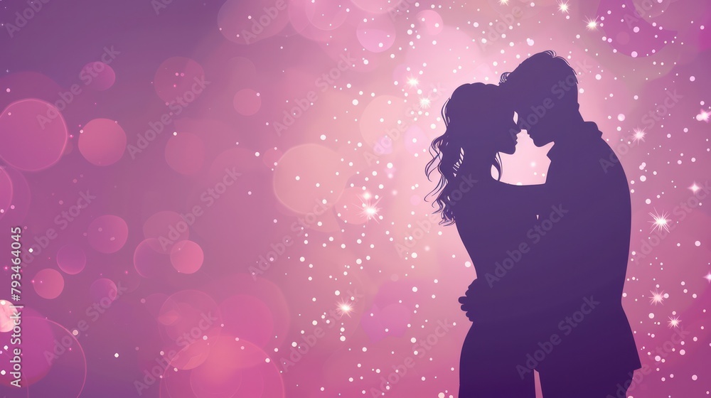 Silhouette Design of Couple Embracing In Love Silhouette Design of Couple Embracing In Love