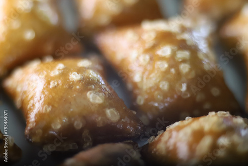 Extreme close-up of snack size pretzels 