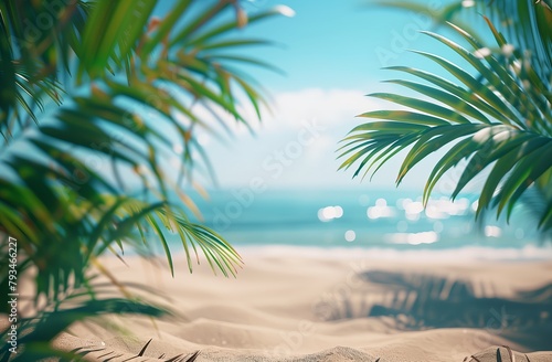 砂浜とヤシの葉 © ecru_moon