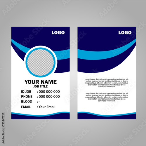 blue ID card template design for company employees.