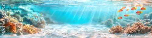 Panel kuchenny z motywem Underwater nature. Coral reef in blue sea and ocean. Fascinated by the beauty of the underwater world