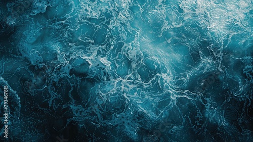 Textured abstract of turbulent ocean waves from above