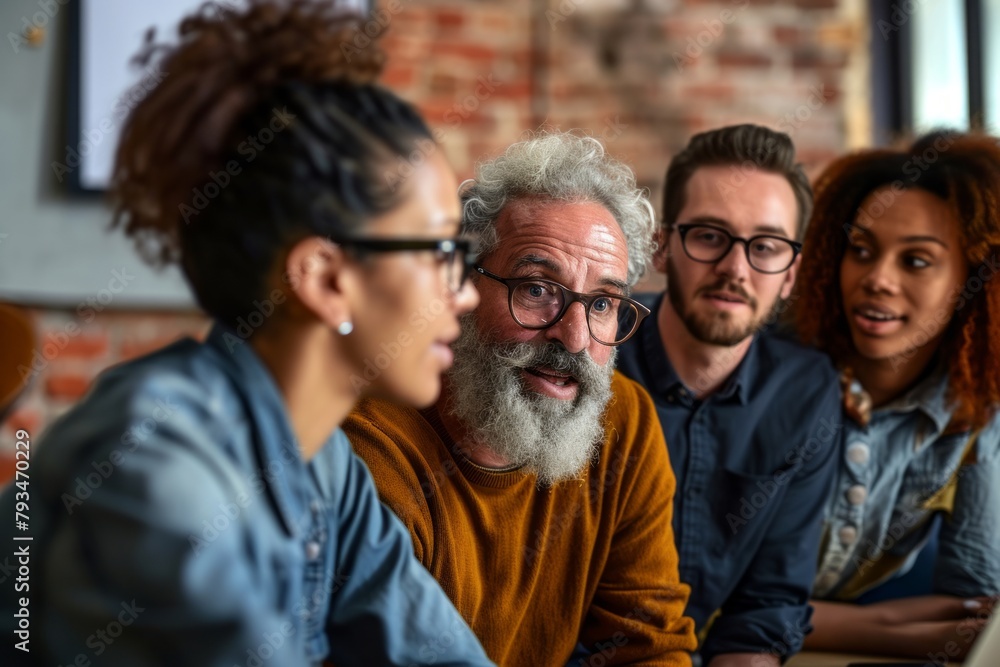 Portrait of a senior businessman with his team in the background. Portrait of a senior businessman with his team in the background.