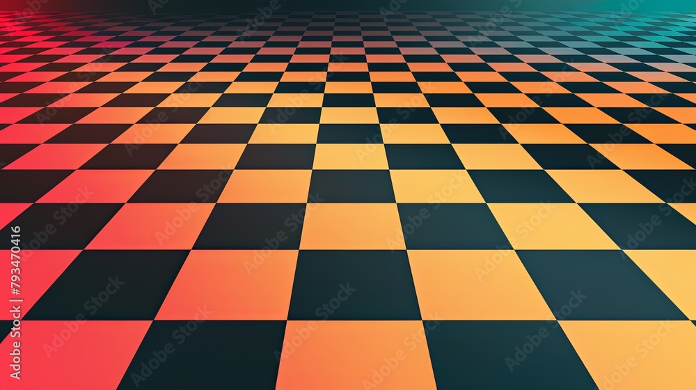 An endless checkerboard with a gradient, square pattern background. An endless checkerboard with a gradient, square pattern background.