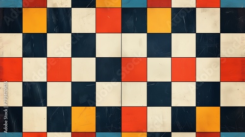 An endless checkerboard with a gradient, square pattern background.