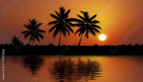 Kerala Backwater Landscape illustration. 