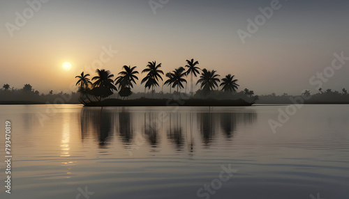 Kerala Backwater Landscape illustration.  photo