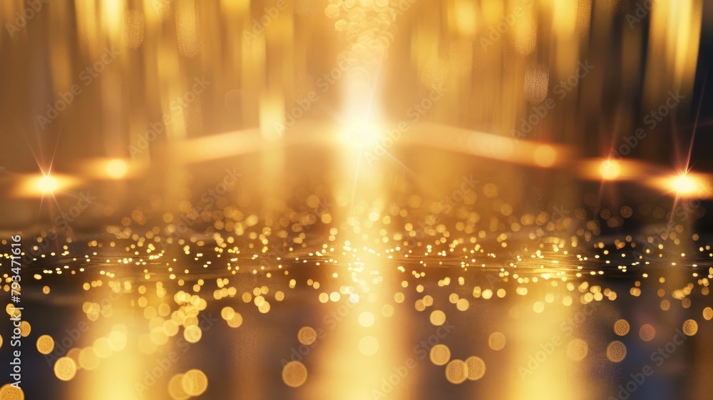 Warm glowing lights with bokeh on golden background Warm glowing lights with bokeh on golden background