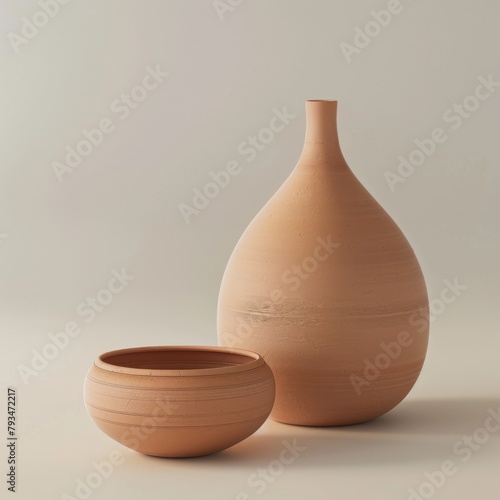 Table with ceramic vase and jugs