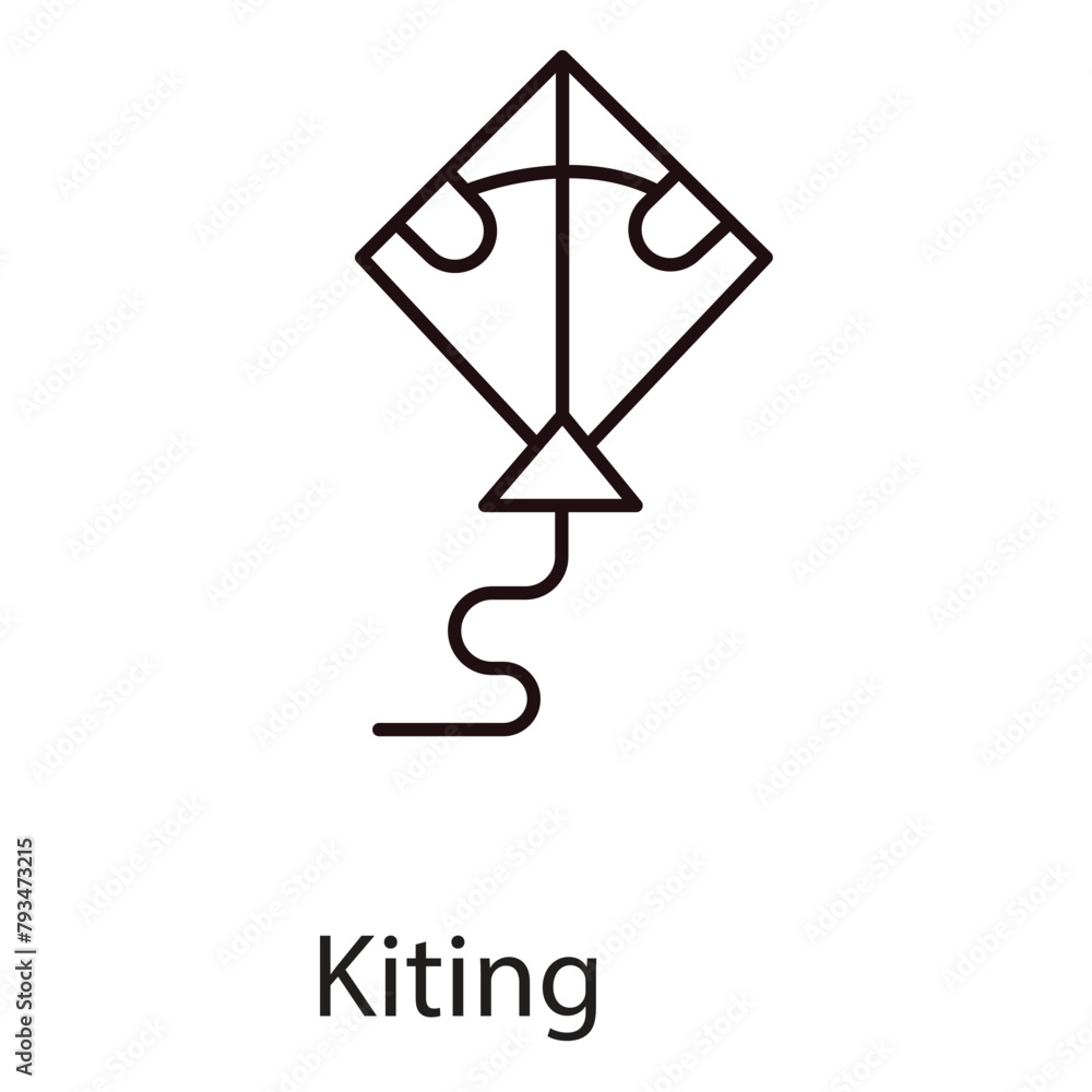 Kiting Vector Icon. Design : Icon symbolizing the activity of kiting. Kiting Vector Icon. Design : Icon symbolizing the activity of kiting.