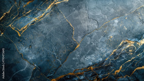 Luxurious blue marble texture with intricate gold veins