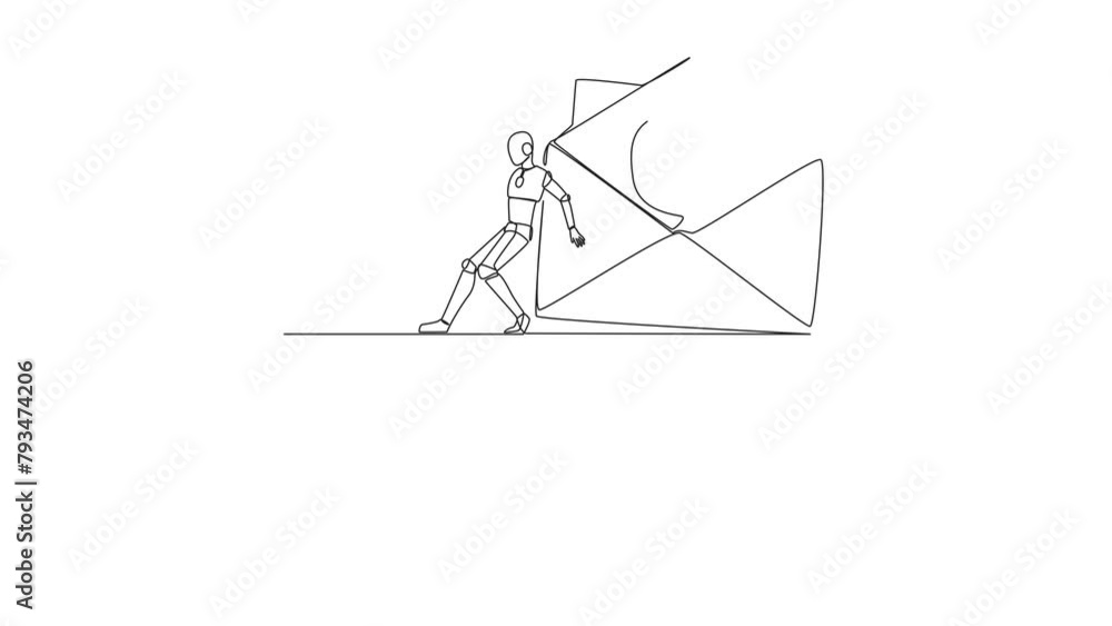 Vidéo Stock Animated self drawing of continuous one line drawing robot