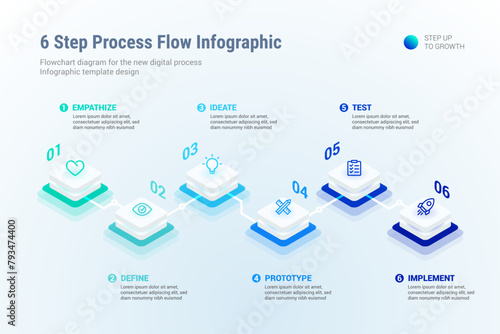 6 Step Process Flow Infographic template