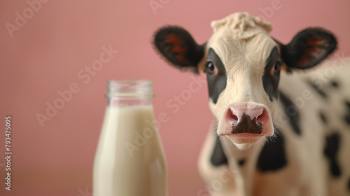 牛乳と牛のミニチュア