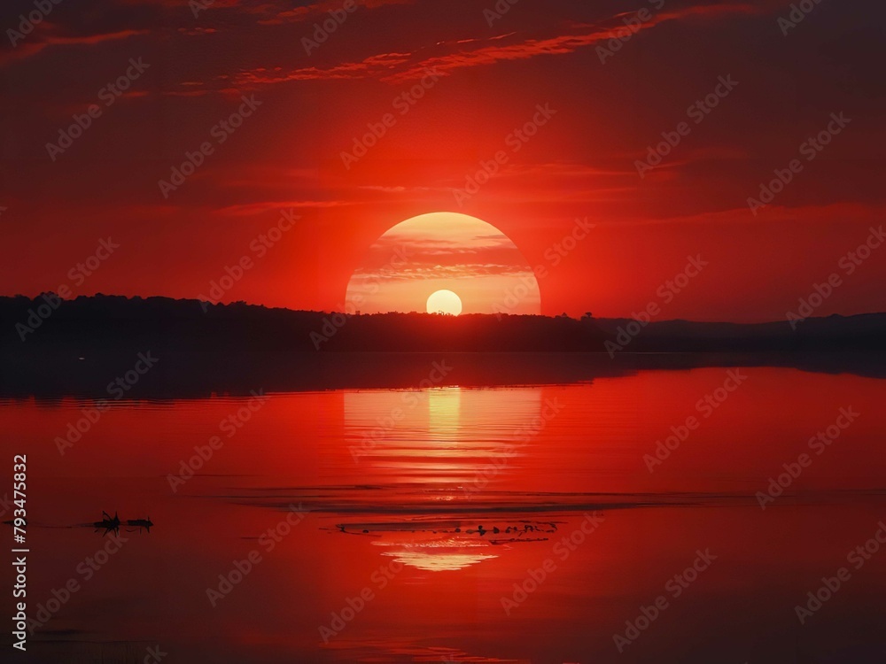 Obraz premium sunset over the river