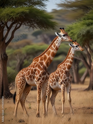 Two giraffe in the forest