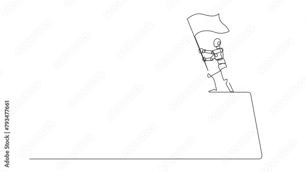 Self drawing animation of single one line drawing robotic artificial ...