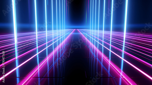 3D rendering of colorful neon stripes