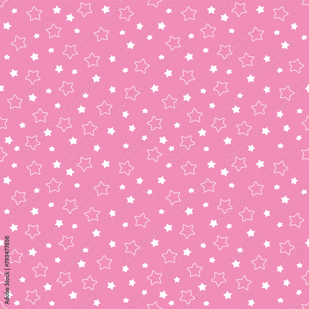 Seamless pattern with hand drawn stars. Background for textile, wrapping paper, fashion, illustration.
