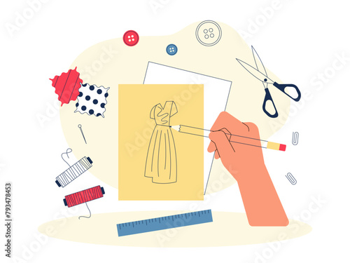 Clothes designing. Craft vector illustration