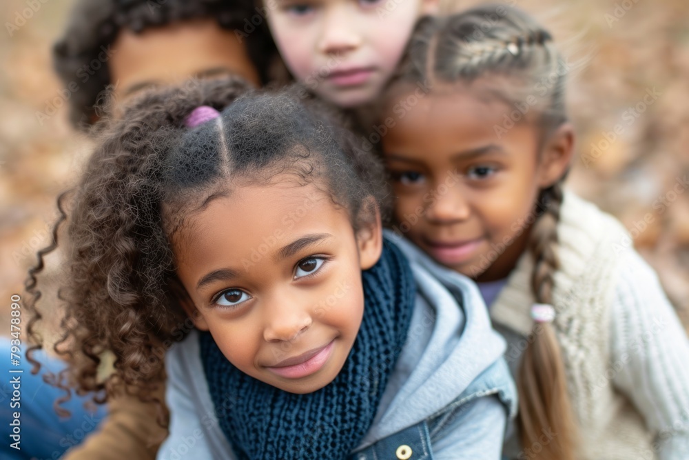 Portrait of a group of african american girls in the park Portrait of a group of african american girls in the park