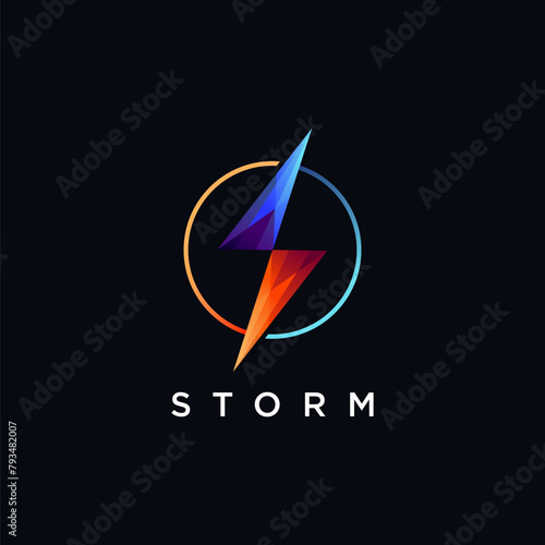 Letter S for storm logo icon vector template on black background