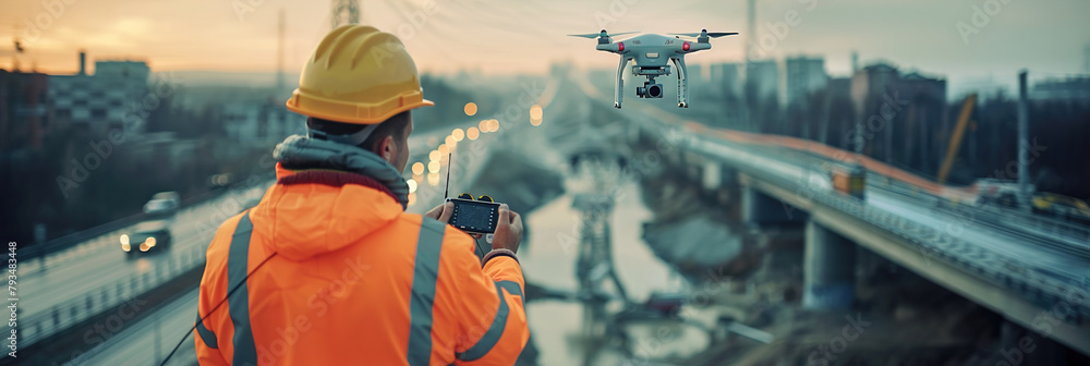 Engineers with remote controllers, drones inspecting bridges, utilizing advanced technology for infrastructure assessments and maintenance. Engineers with remote controllers, drones inspecting bridges, utilizing advanced technology for infrastructure assessments and maintenance.