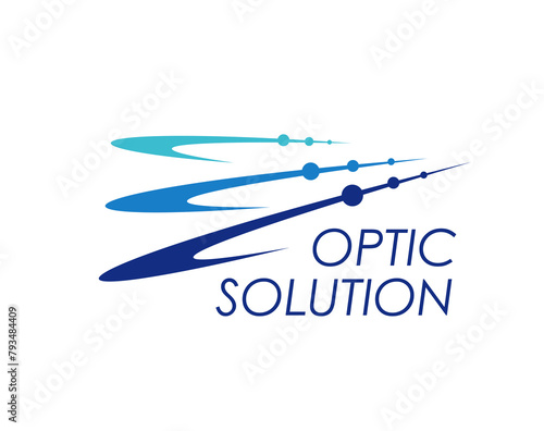 Fiber optic cable telecommunication icon for internet provider of mobile network, vector emblem. Optical wire line of optic fiber for communication technology or internet connection or electric power