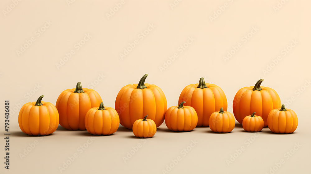 Pumpkins Autumn Icon 3d