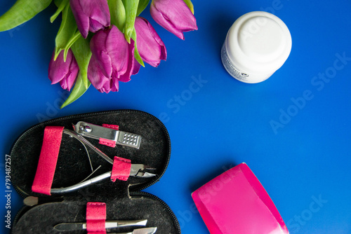 Stylish Mother's Day gift idea. Top view flat lay of high-heels