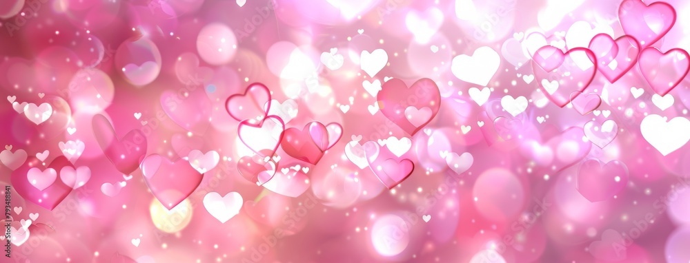 Romantic Pink Background with Soft  pink Hearts