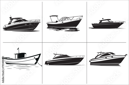 a silhouette of a canopy Boat with black and white color vector illustration